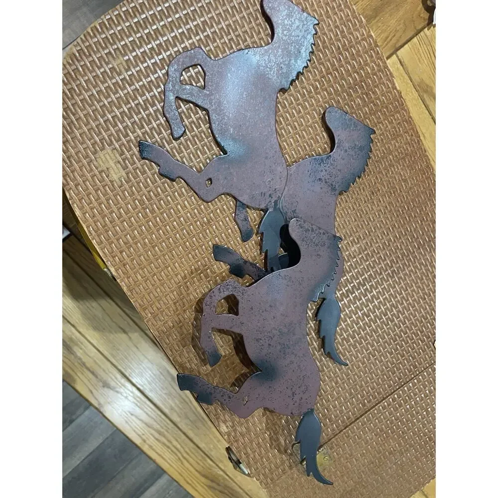Vintage Rustic Metal Wild Horses Wall Decor Art Home Interiors 15.5